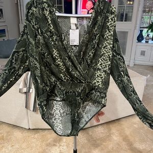 H&M Snake Skin Print Long Sleeve Bodysuit